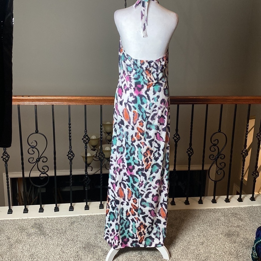 Venus Halter Sleeveless Animal Printed Open Back Maxi Long Dress size L - Picture 5 of 9